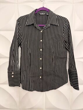 B.A.W. Black & White Stripe Button-Up Blouse